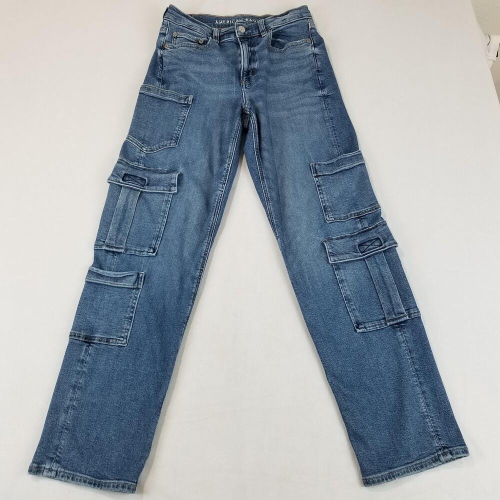 American Eagle Outfitters Women's Blue Cargo Jeans